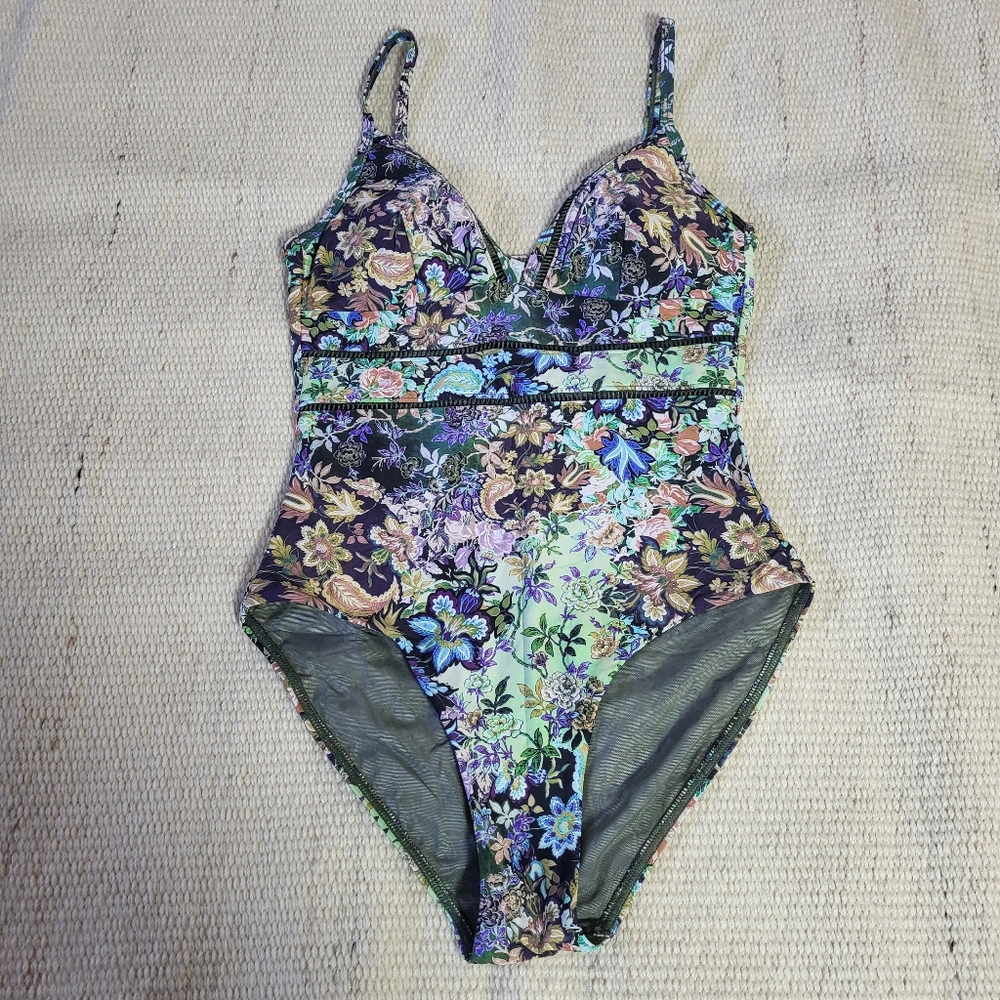 Sea Level Swim Wildflower Spliced Tri One Piece Swimsuit Size 4